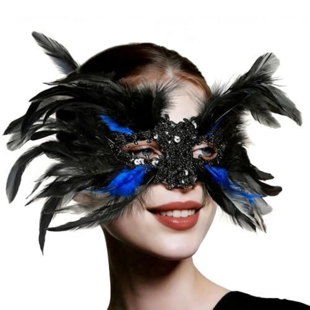 2244 Feather Masquerade Masks Mardi Gras Mask Venetian Halloween Cosplay